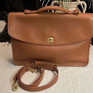 Coach briefcase in classic British Tan
